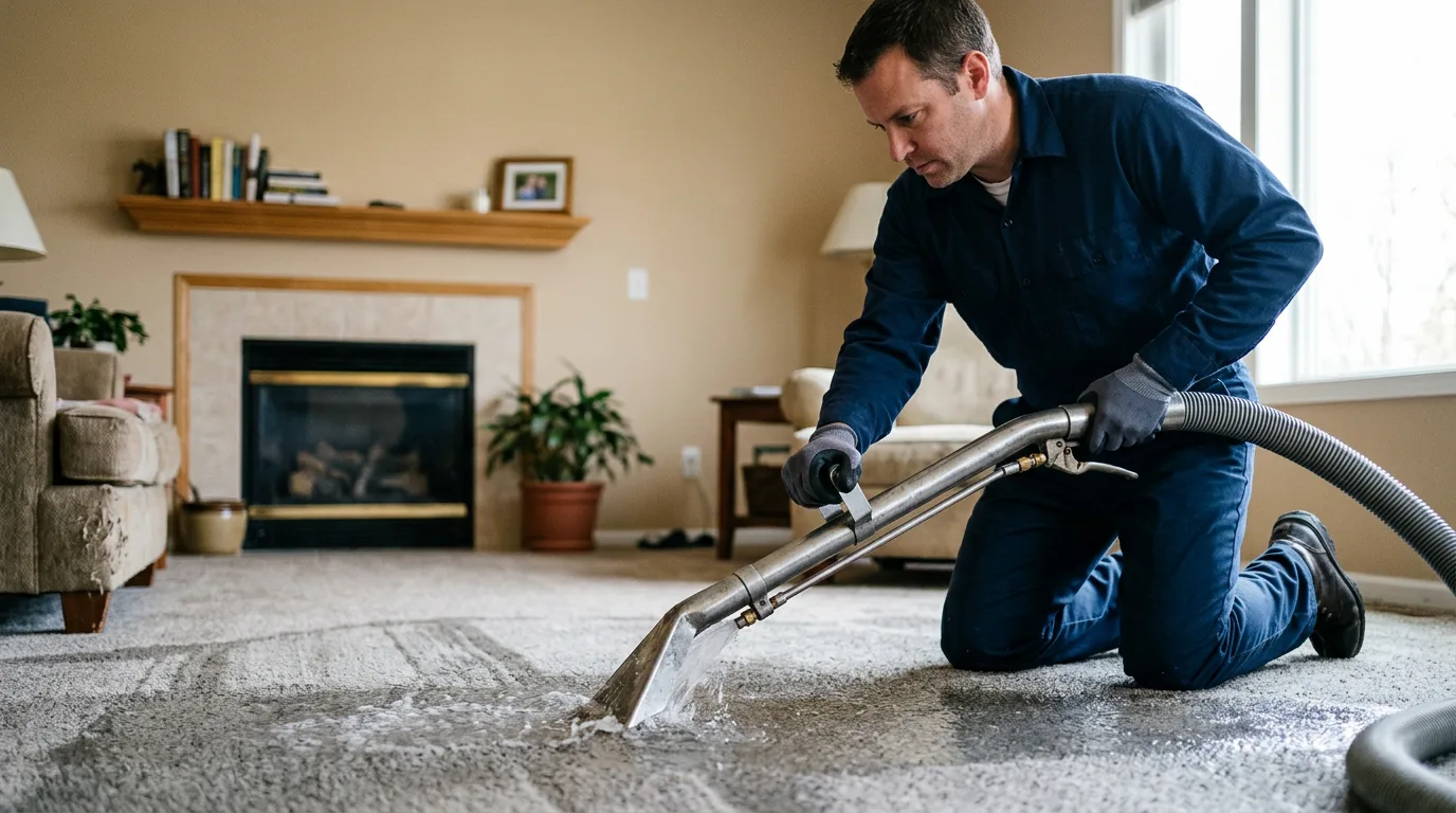 Water damage restoration technician working near Upper Darby, PA